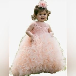 EMERALD GREEN ruffle flower girl lace pageant dress gown 4 5 cy